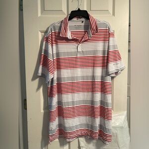 Columbia Golf Shirt Red & Grey Striped XXL